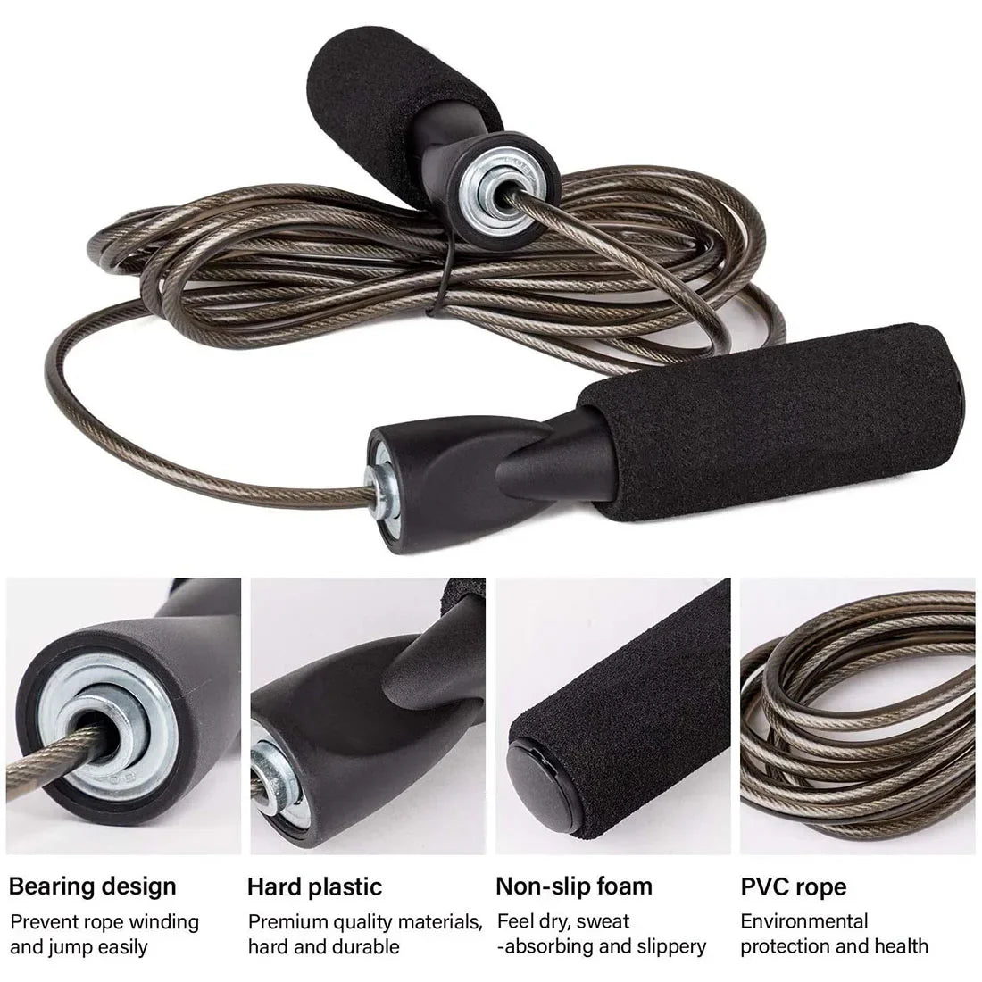 Professional Adjustable Steel Jump Rope - Fitness & Cardio Training